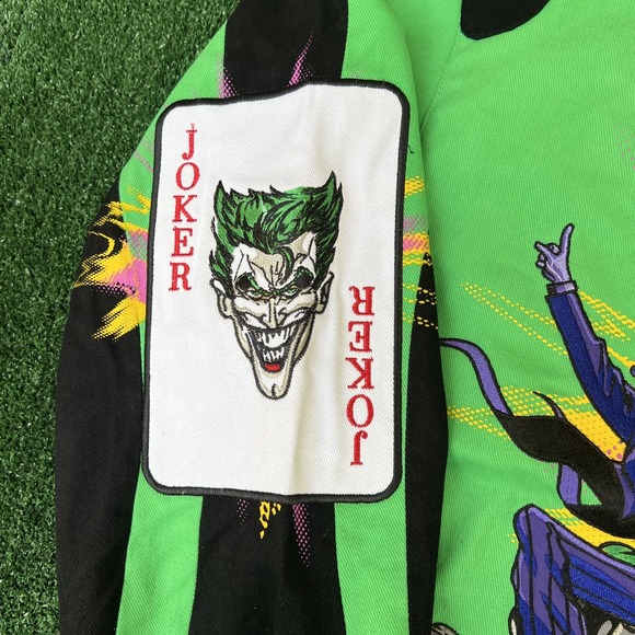 NWT VTG JH Designs Joker Jacket Men's 2XL Green DC Comics Nascar Racing Boxy - Picture 2 of 13